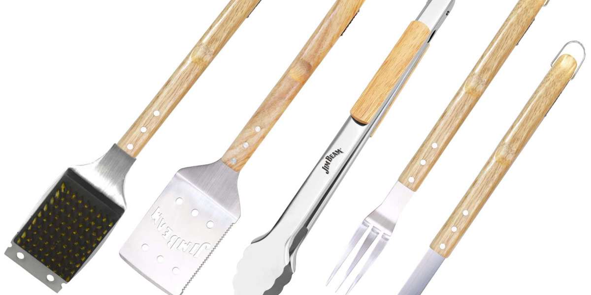 Upgrade Your BBQ Game with the Jim Beam 5 Piece Stainless Steel Grilling Tool Set